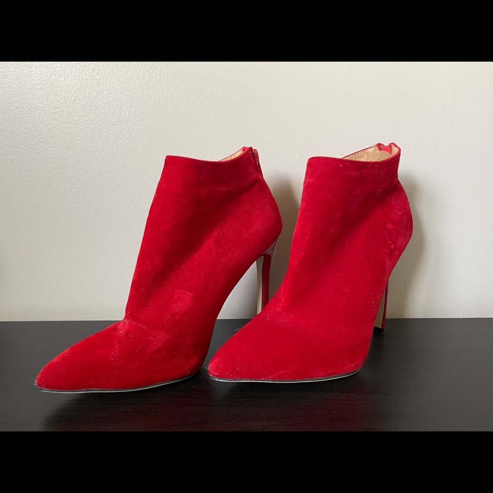 Red stiletto booties, Gumanduo, Size 37 (5.5-6)